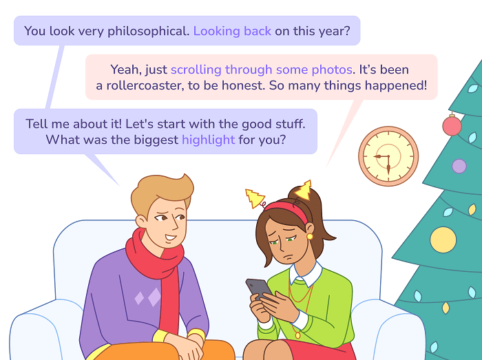 Комикс 1 для статьи «Подводим итоги года: как говорить о достижениях и воспоминаниях»: Начать с начала