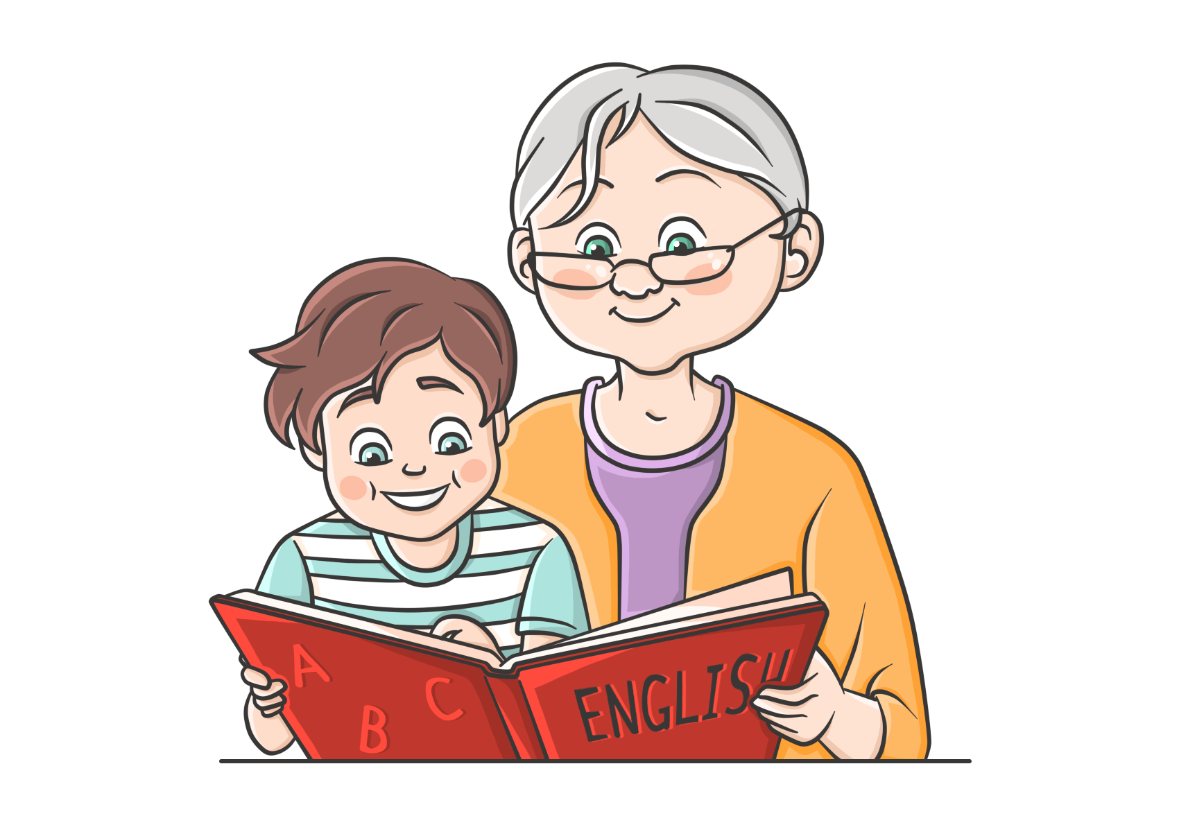 Образование в любом возрасте. Учим английский. Нарисованный человек учит иностранный язык. Пожилой человек учит английский. Дети изучают иностранные языки рисунок.