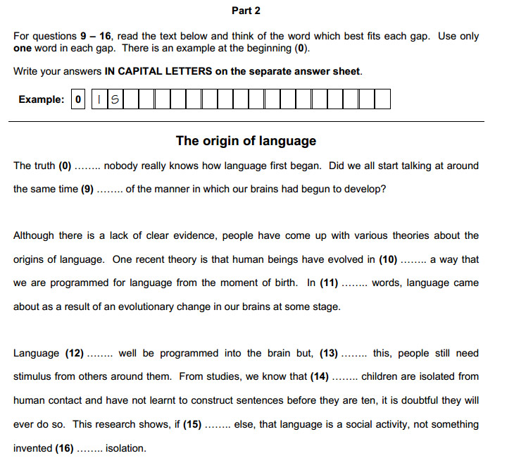 CAE: Reading and Use of English, задание 2