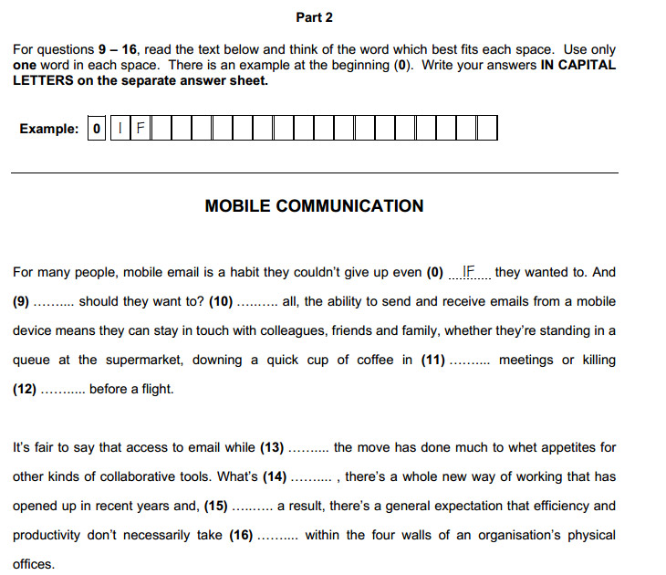 CPE: Reading and Use of English, задание 2