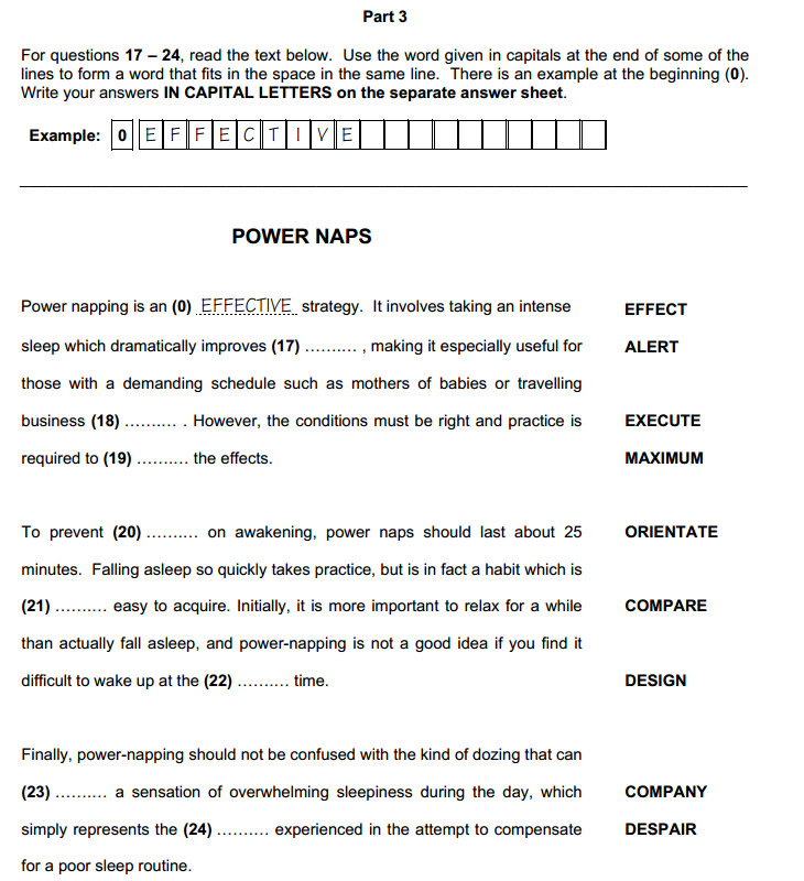 CPE: Reading and Use of English, задание 3