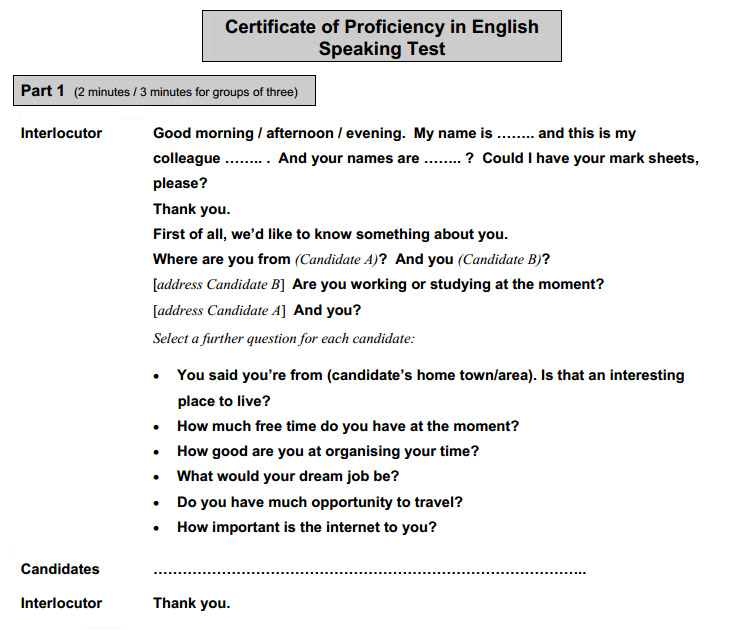 CPE: Speaking, задание 1