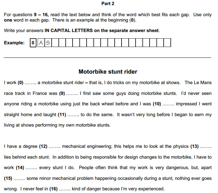 Reading and Use of English, часть 2