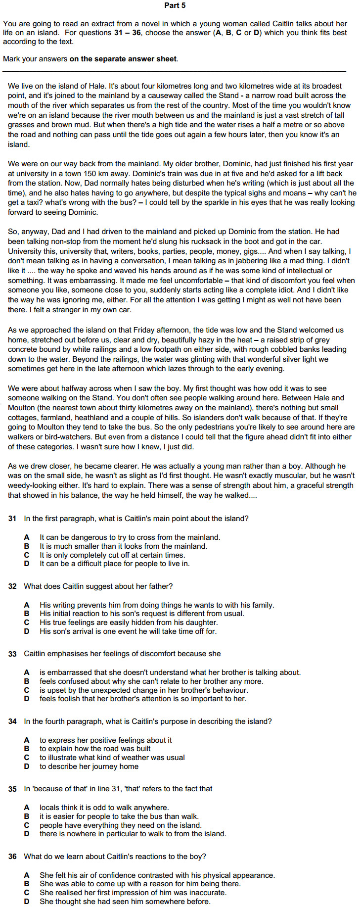 Reading and Use of English, часть 5